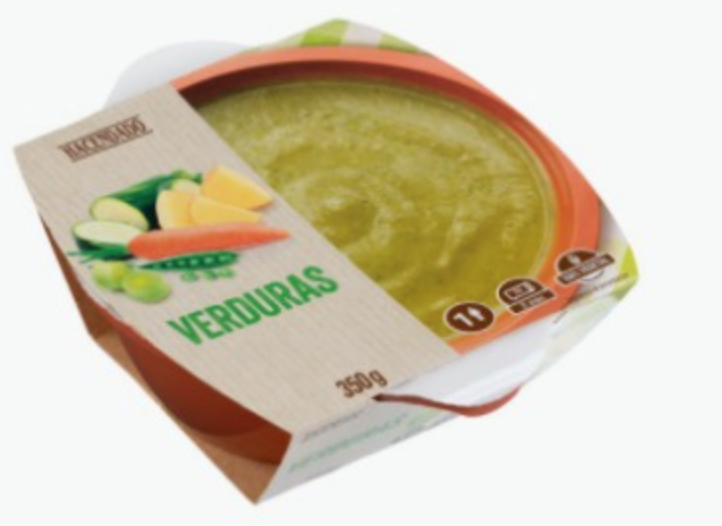 Alcachofas en conserva con jamón de york y crema de verduras.